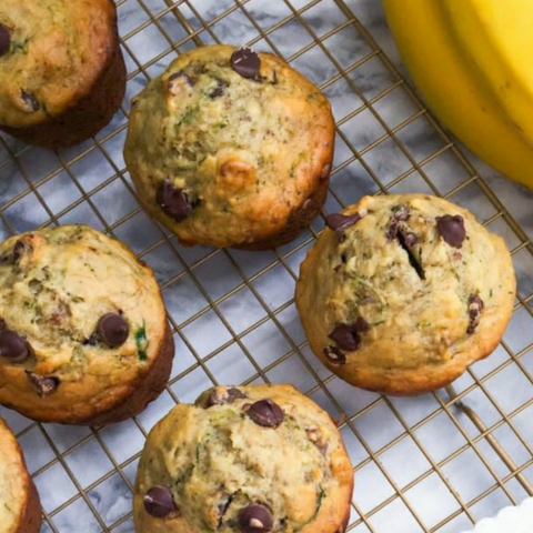 Banana Avocado Chocolate Chip Muffins